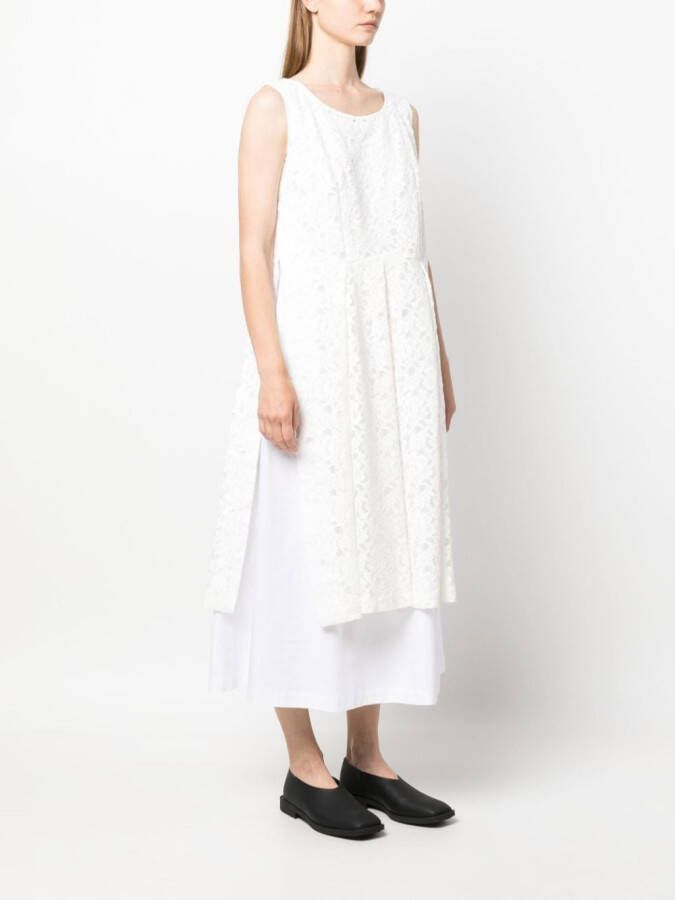 Comme Des Garçons Midi-jurk met overslag van kant Wit