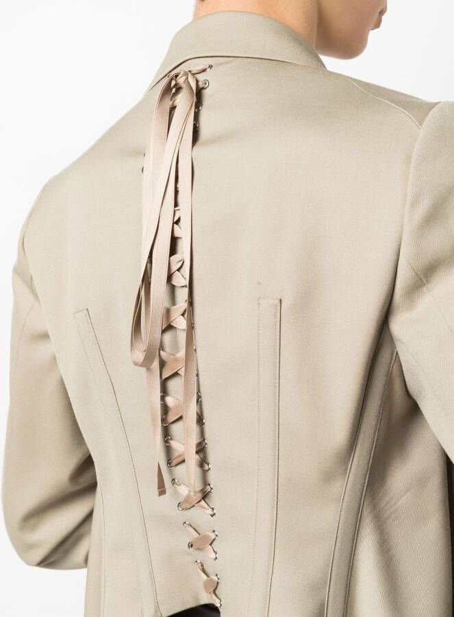 Noir Kei Ninomiya Jas met dubbele rij knopen Beige