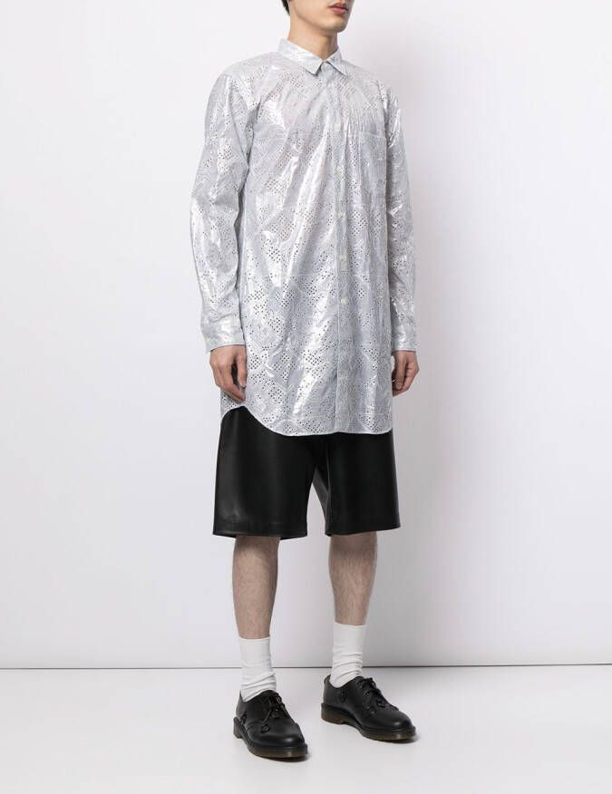 Comme Des Garçons Overhemd met geperforeerd detail Zilver