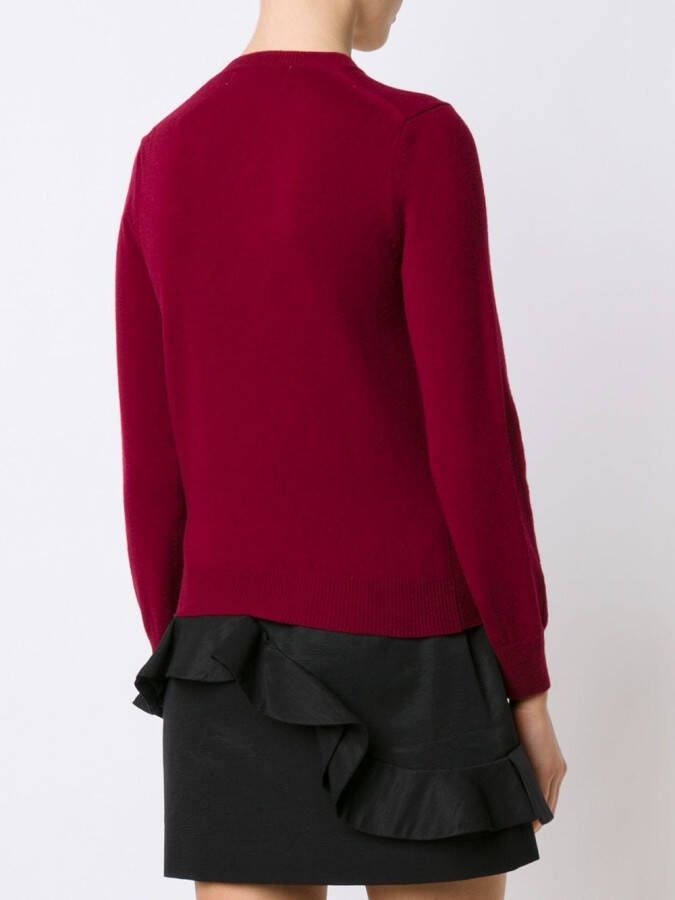 Comme Des Garçons Play double heart v-neck jumper Rood