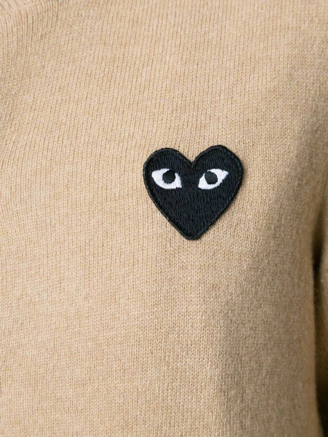 Comme Des Garçons Play embroidered heart cardigan Beige