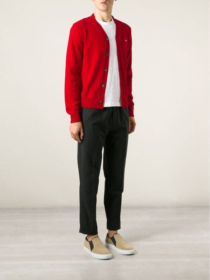 Comme Des Garçons Play embroidered heart cardigan Rood