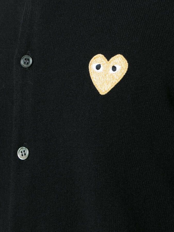 Comme Des Garçons Play embroidered heart cardigan Zwart