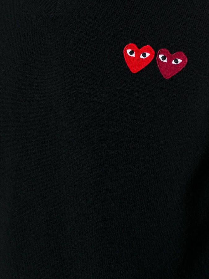 Comme Des Garçons Play embroidered heart jumper Zwart