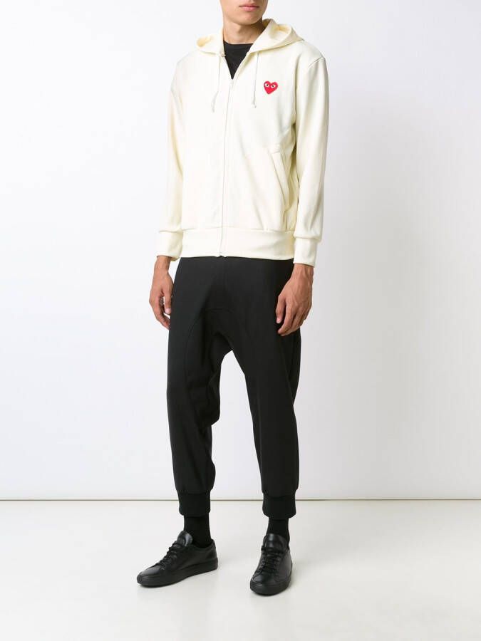 Comme Des Garçons Play geborduurde hoodie met ritssluiting Wit