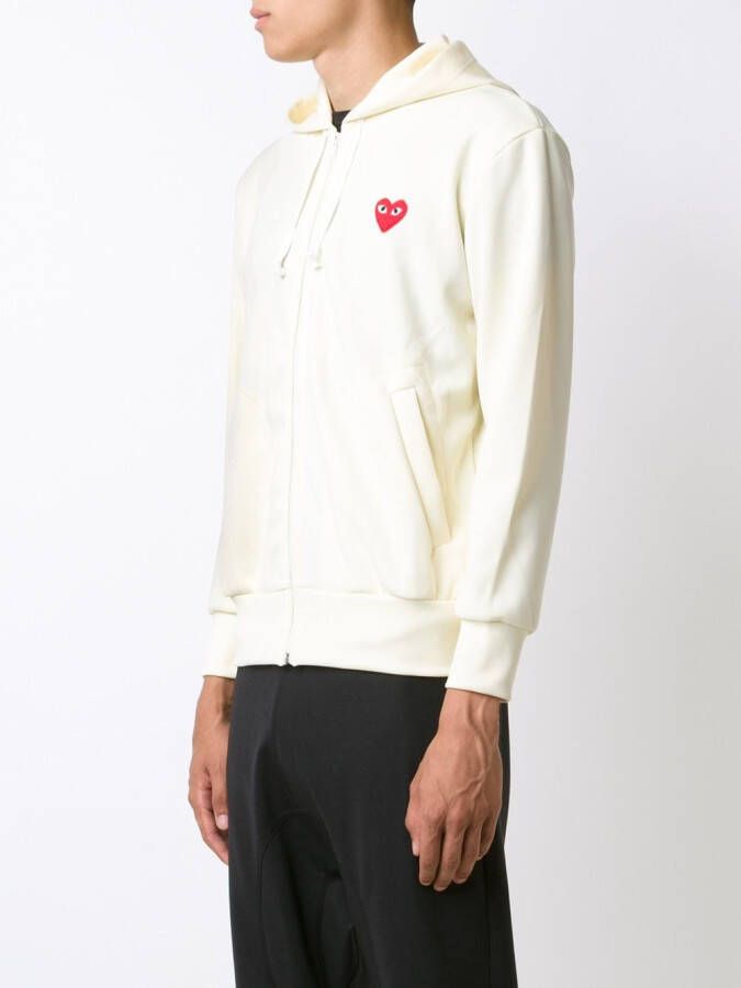 Comme Des Garçons Play geborduurde hoodie met ritssluiting Wit