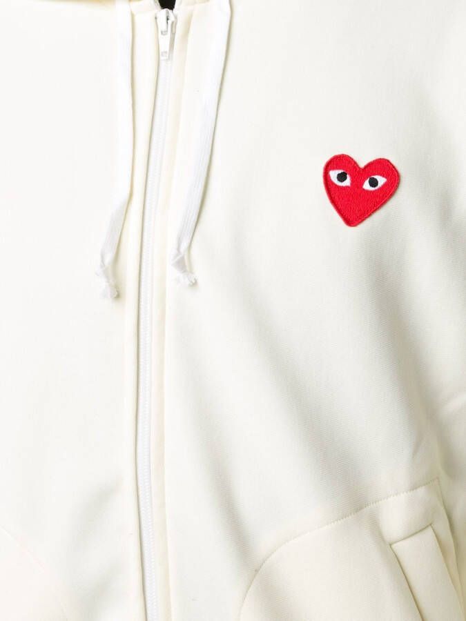 Comme Des Garçons Play geborduurde hoodie met ritssluiting Wit