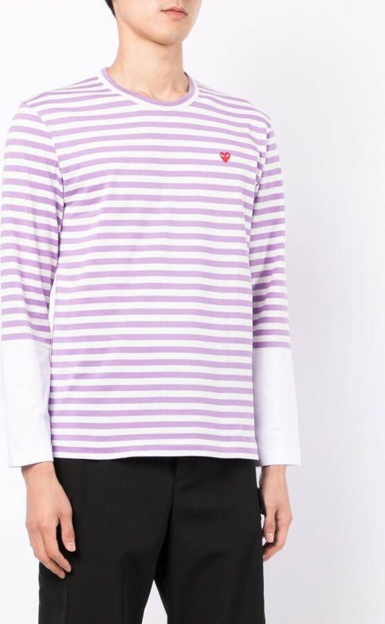 Comme Des Garçons Play Gestreept T-shirt Paars