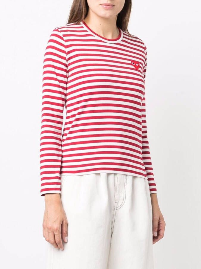 Comme Des Garçons Play Gestreepte top Rood