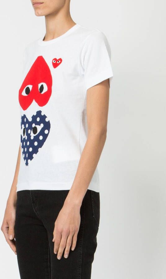 Comme Des Garçons Play harten bedrukt T-shirt Wit