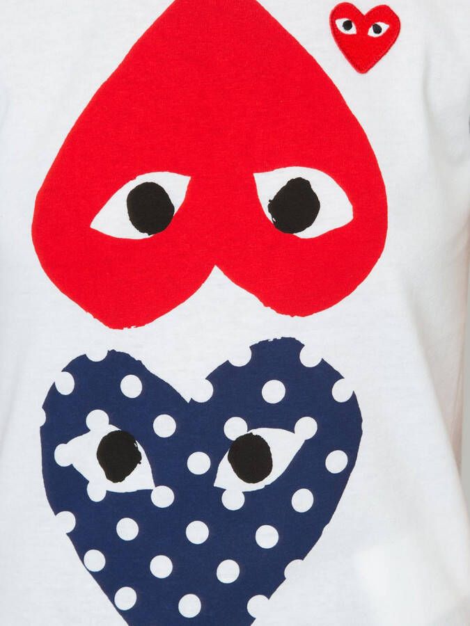Comme Des Garçons Play harten bedrukt T-shirt Wit