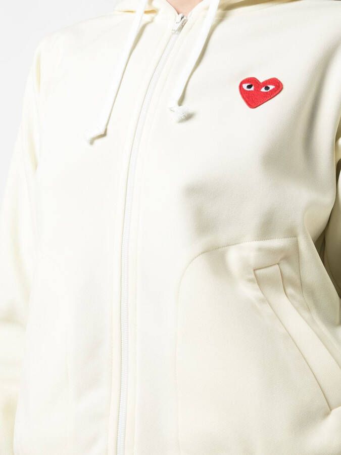 Comme Des Garçons Play Hoodie met rits Wit