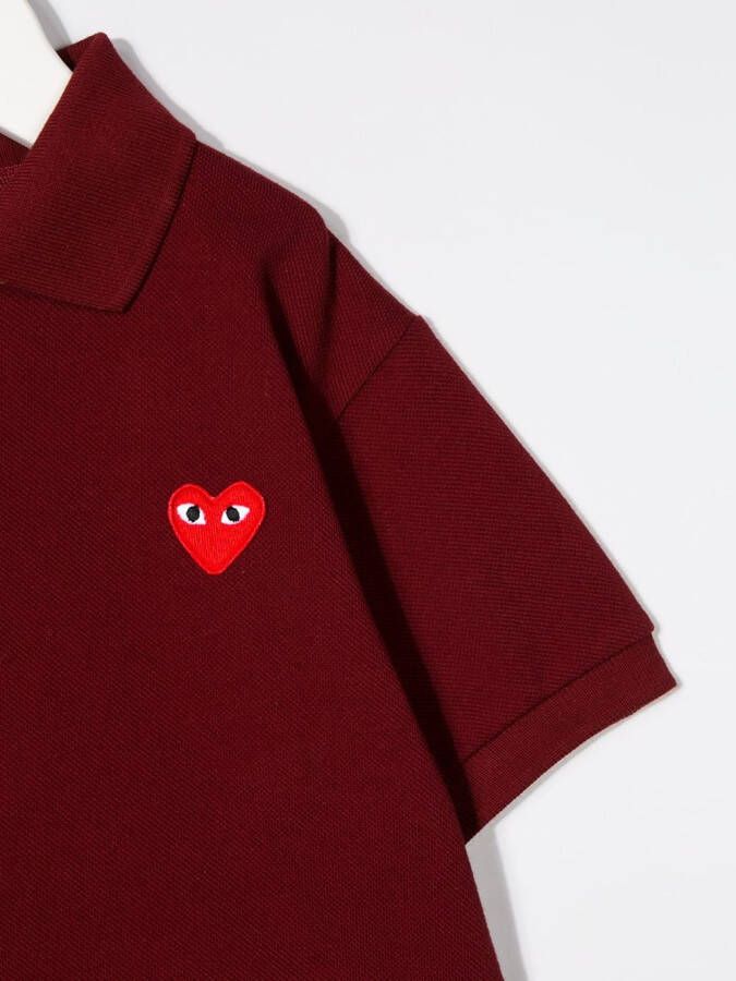 Comme Des Garçons Play Kids Poloshirt met geborduurd logo Rood