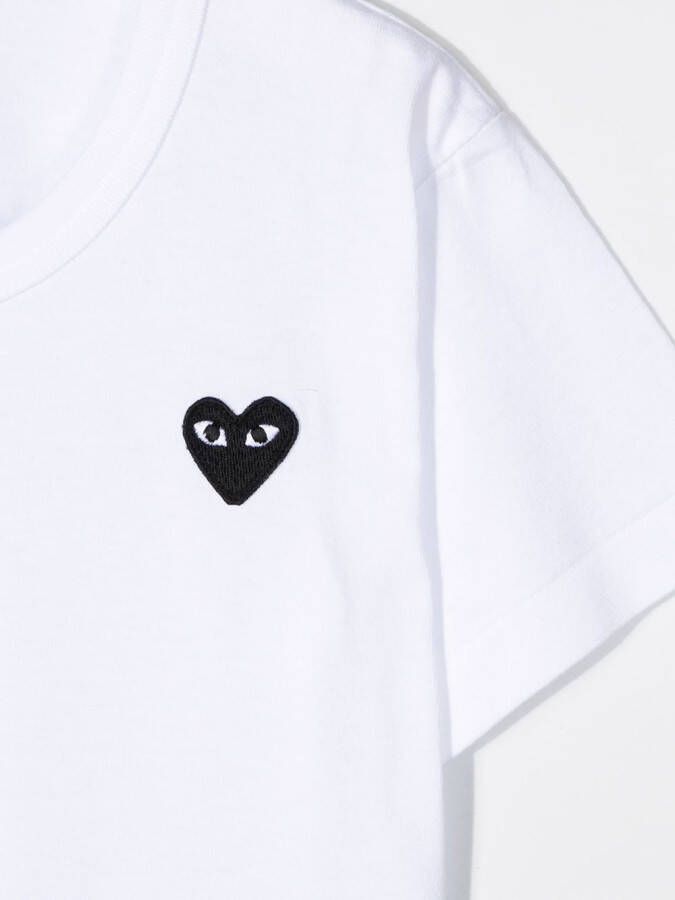 Comme Des Garçons Play Kids T-shirt met geborduurd logo Wit