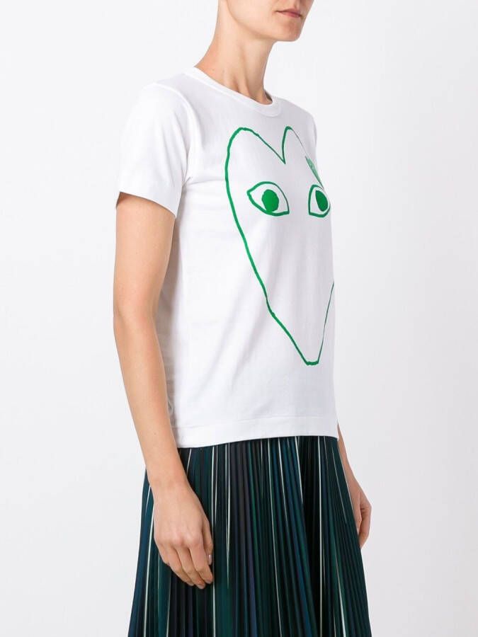 Comme Des Garçons Play logo outline print T-shirt Wit