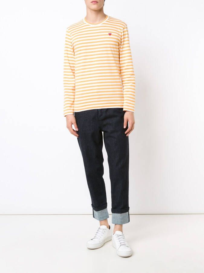 Comme Des Garçons Play mini heart striped T-shirt Geel