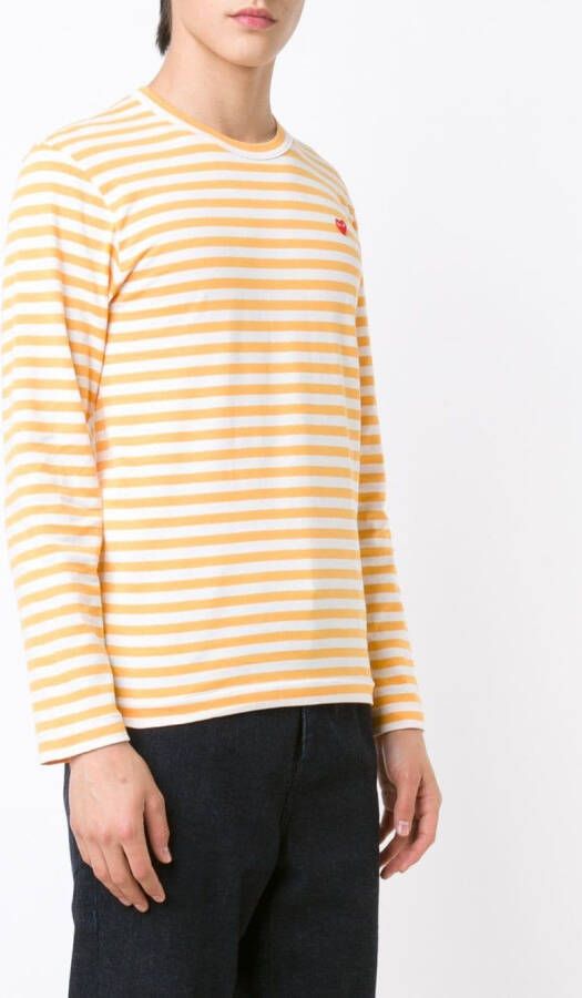 Comme Des Garçons Play mini heart striped T-shirt Geel