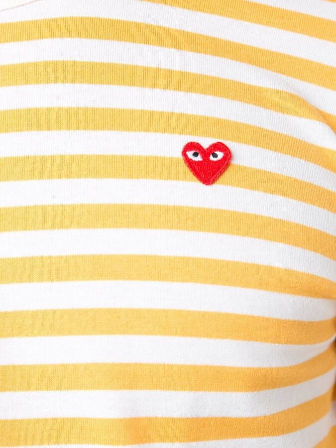 Comme Des Garçons Play mini heart striped T-shirt Geel
