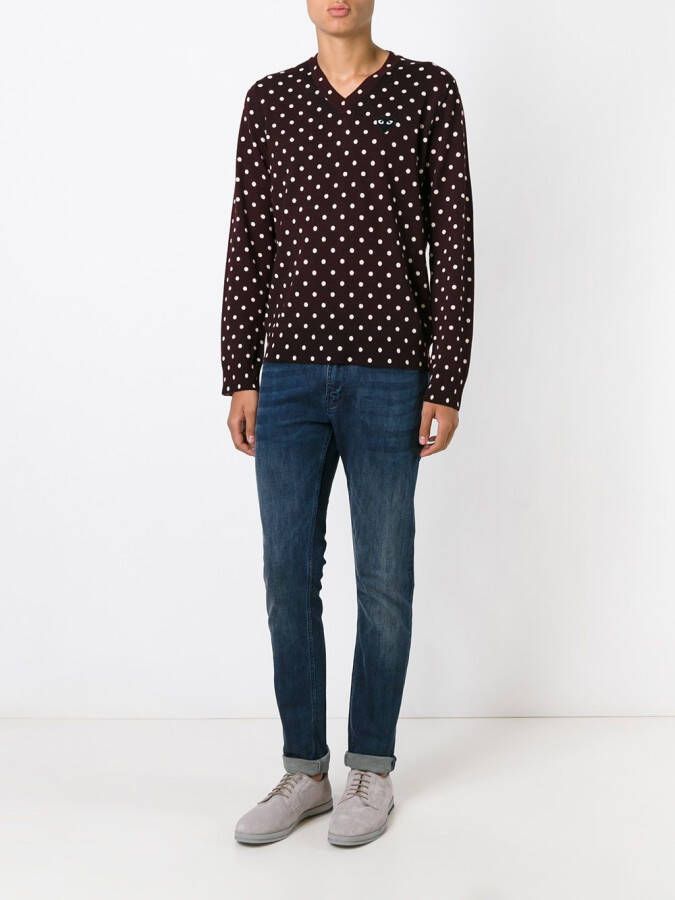 Comme Des Garçons Play polka dot V-neck sweater Bruin