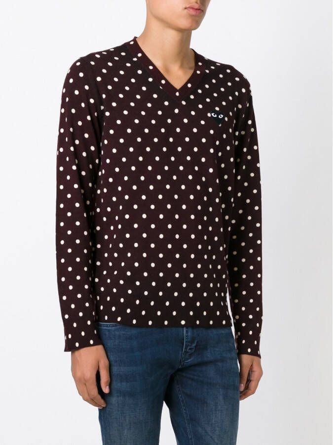 Comme Des Garçons Play polka dot V-neck sweater Bruin