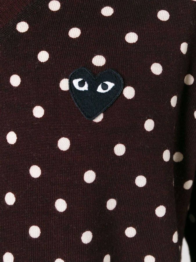 Comme Des Garçons Play polka dot V-neck sweater Bruin