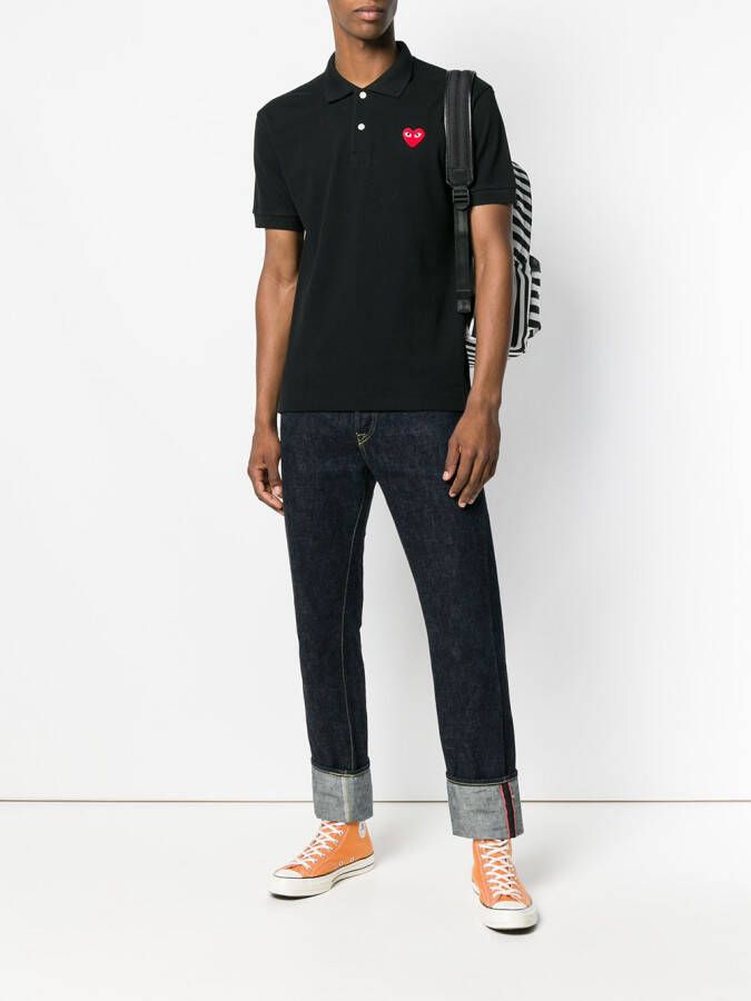 Comme Des Garçons Play Poloshirt met hartprint Zwart