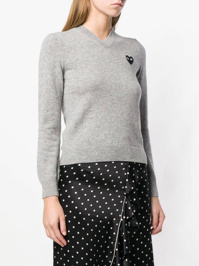 Comme Des Garçons Play Trui met geborduurd logo Grijs