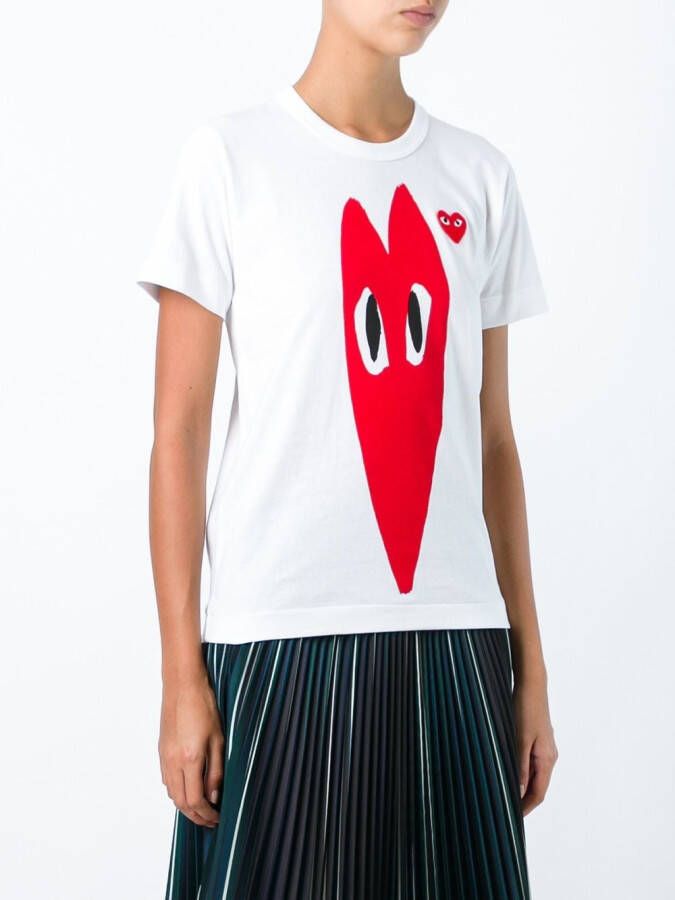 Comme Des Garçons Play stretch logo print T-shirt Wit