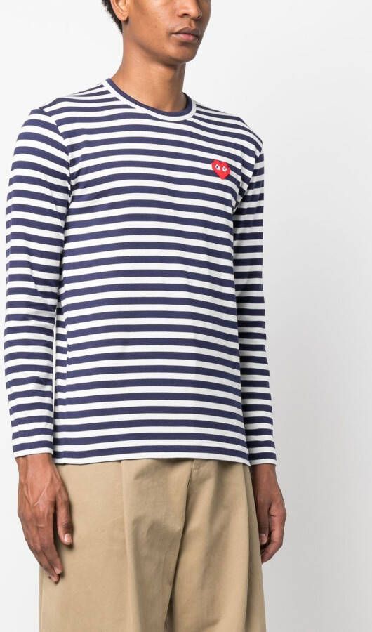 Comme Des Garçons Play Gestreept T-shirt Blauw