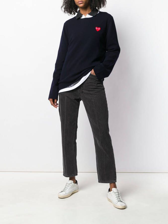 Comme Des Garçons Play Sweater met hart logo Blauw