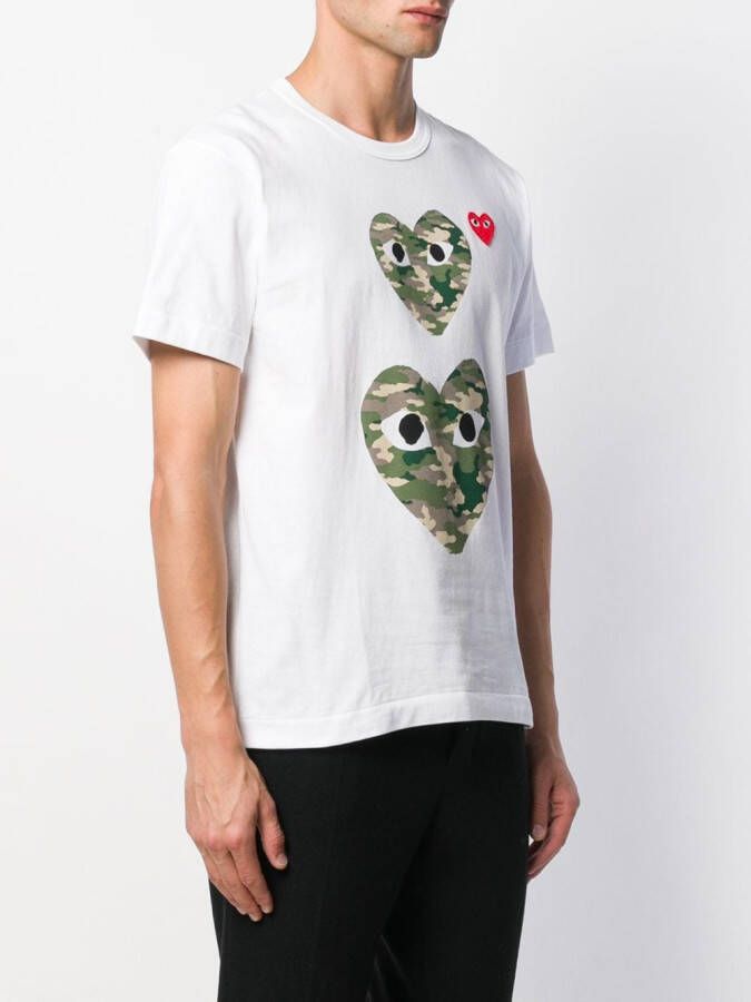 Comme Des Garçons Play T-shirt met camouflage hart Wit
