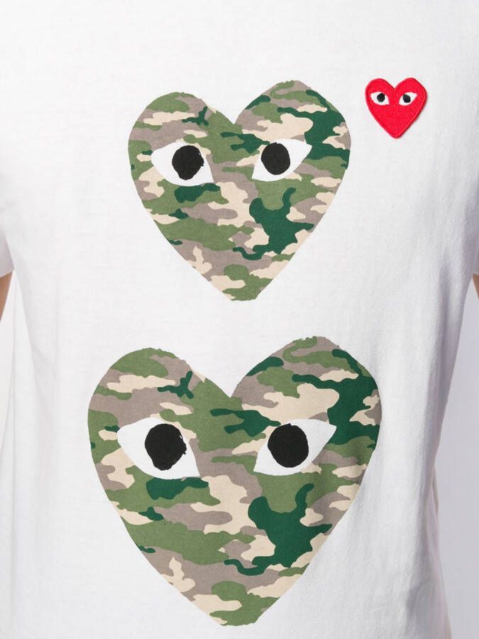 Comme Des Garçons Play T-shirt met camouflage hart Wit
