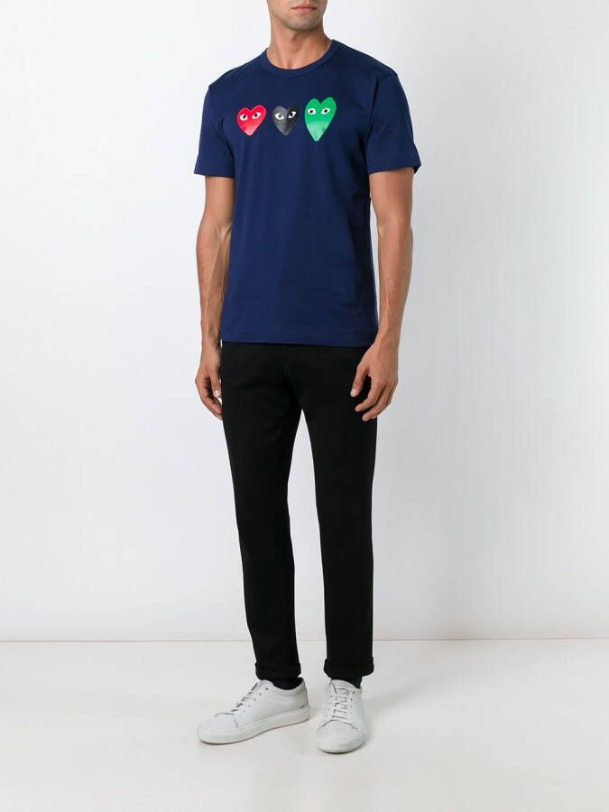 Comme Des Garçons Play T-shirt met hartjesprint Blauw