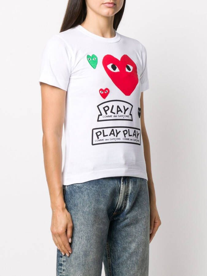 Comme Des Garçons Play T-shirt met hartprint Wit