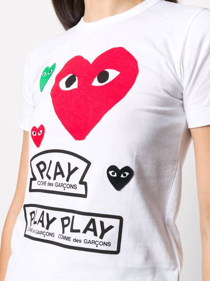 Comme Des Garçons Play T-shirt met hartprint Wit