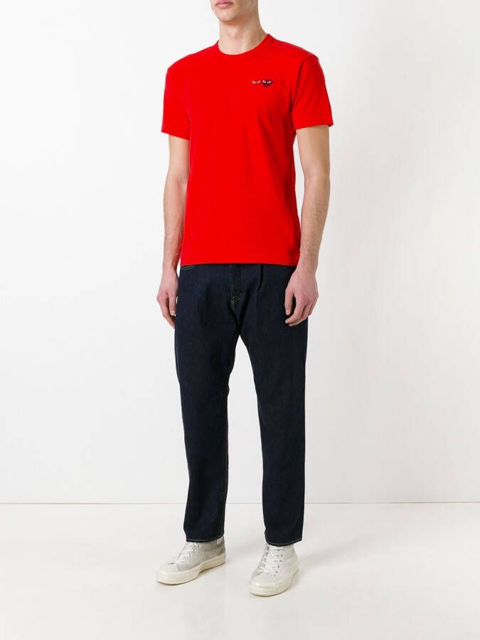 Comme Des Garçons Play t-shirt met logo op voorkant Rood