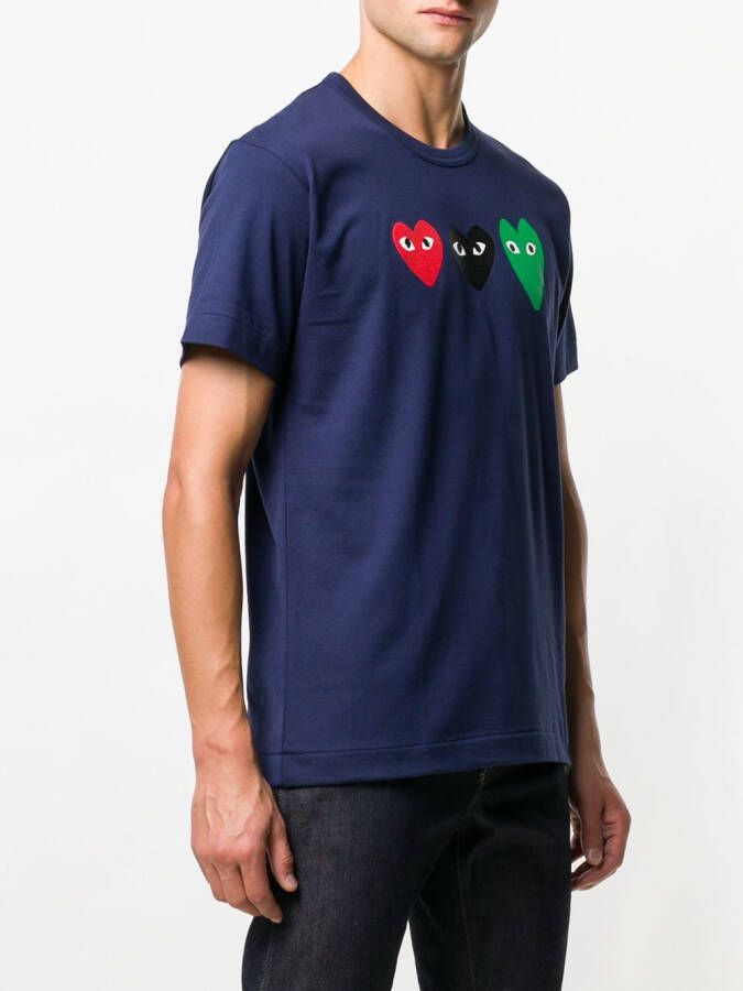 Comme Des Garçons Play T-shirt met logoprint Blauw