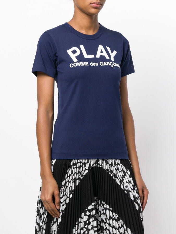 Comme Des Garçons Play slim fit logo T-shirt Blauw