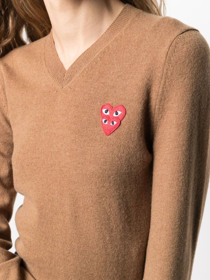 Comme Des Garçons Play Trui met geborduurd logo Bruin