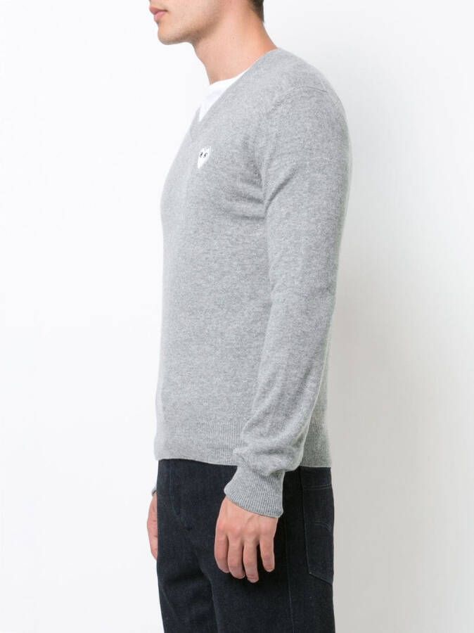Comme Des Garçons Play trui met v-hals en wit hart Grijs
