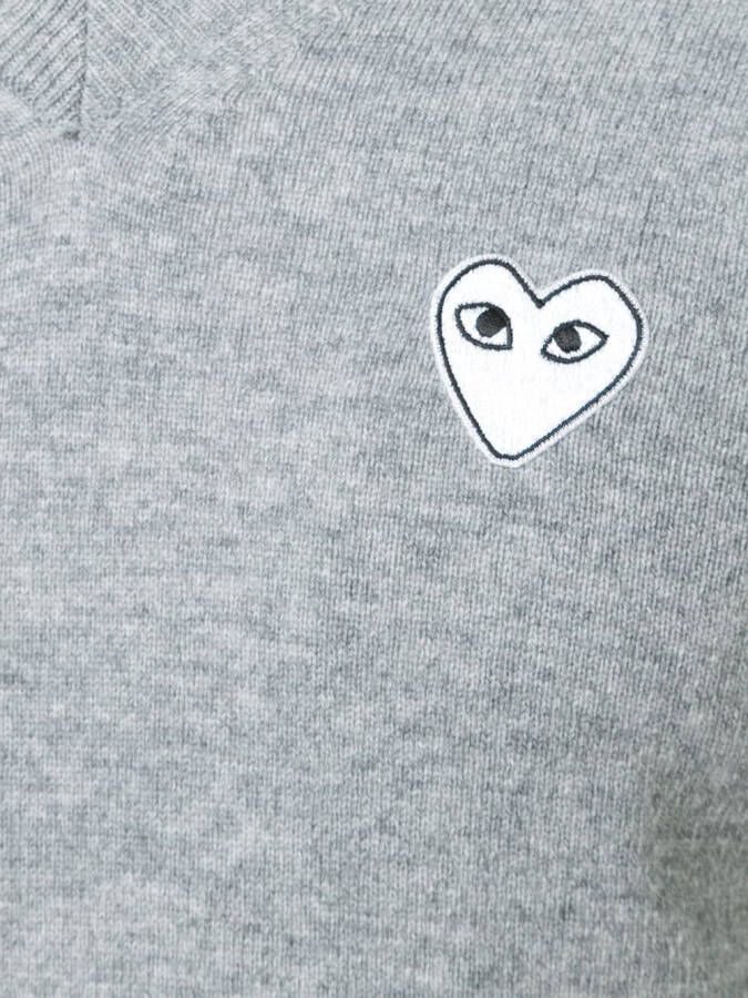 Comme Des Garçons Play trui met v-hals en wit hart Grijs