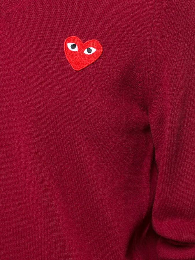 Comme Des Garçons Play v-neck heart embroidered sweater Rood