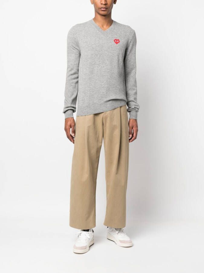 Comme Des Garçons Play Trui met V-hals Grijs