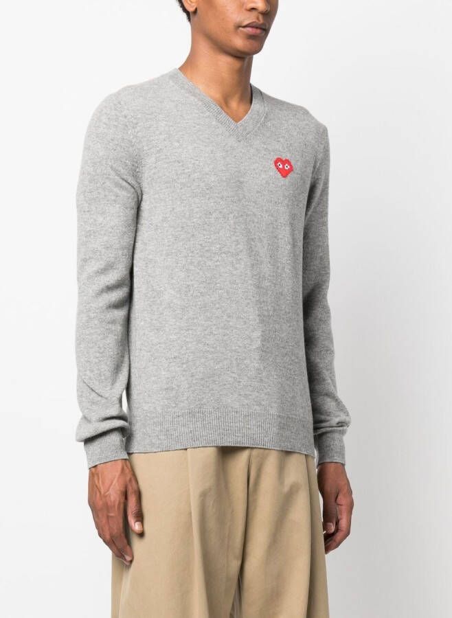 Comme Des Garçons Play Trui met V-hals Grijs