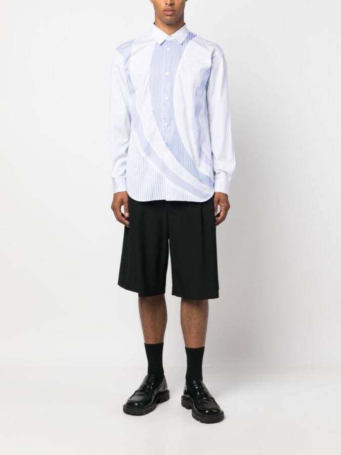 Comme Des Garçons Shirt Overhemd met gestreept vlak Blauw