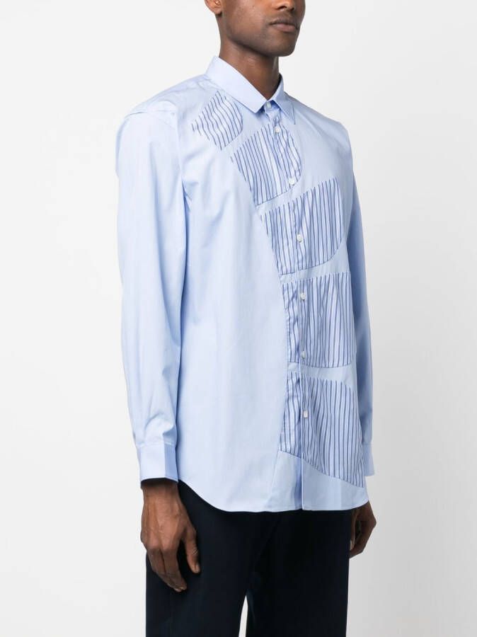 Comme Des Garçons Shirt Overhemd met gestreepte vlakken Blauw