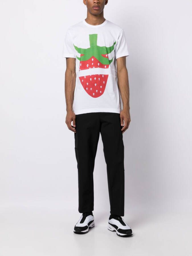 Comme Des Garçons Shirt T-shirt met aardbeiprint Wit