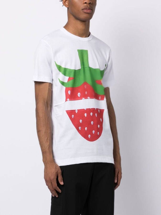 Comme Des Garçons Shirt T-shirt met aardbeiprint Wit