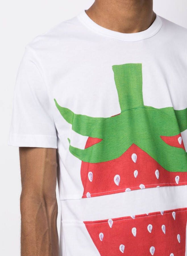 Comme Des Garçons Shirt T-shirt met aardbeiprint Wit