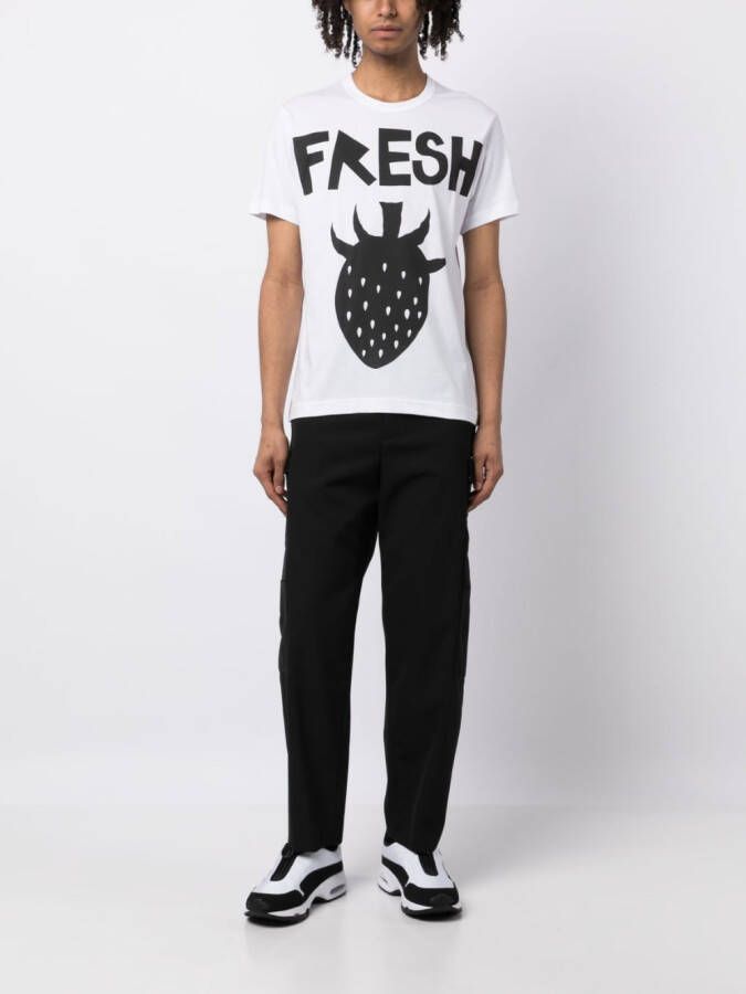 Comme Des Garçons Shirt T-shirt met aardbeiprint Wit